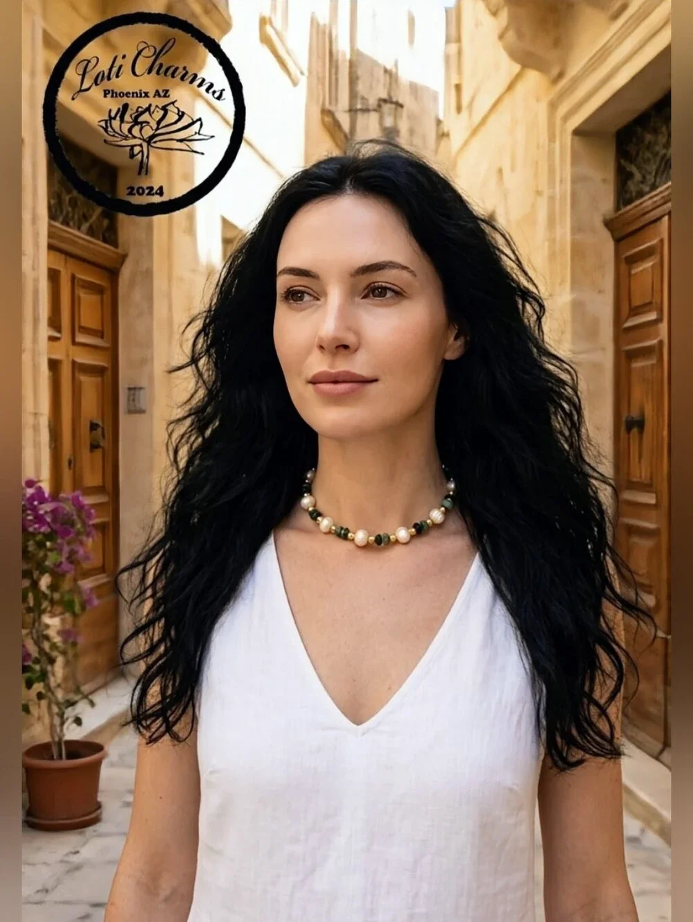 Genuine Emerald And Freshwater Baroque Pearls In Gold Plated Classic Necklace